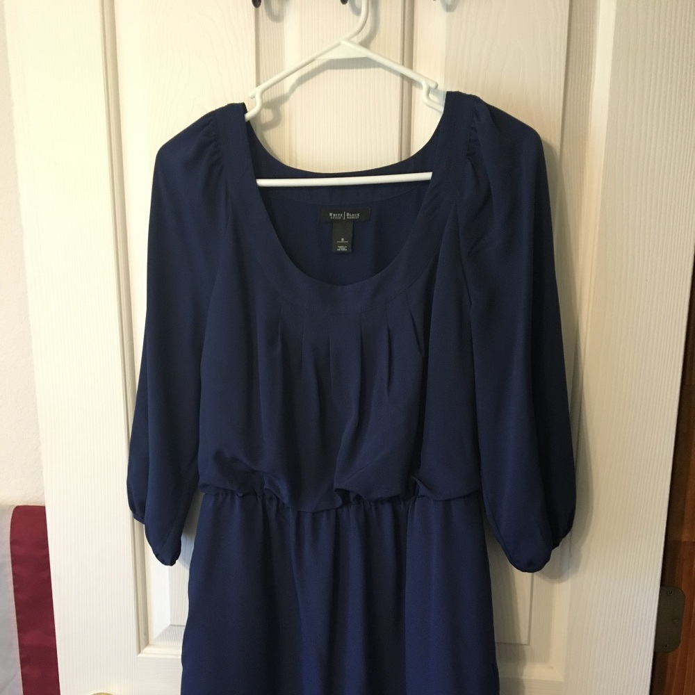 White House Black Market 3/4 Sleeve Dress - Navy
